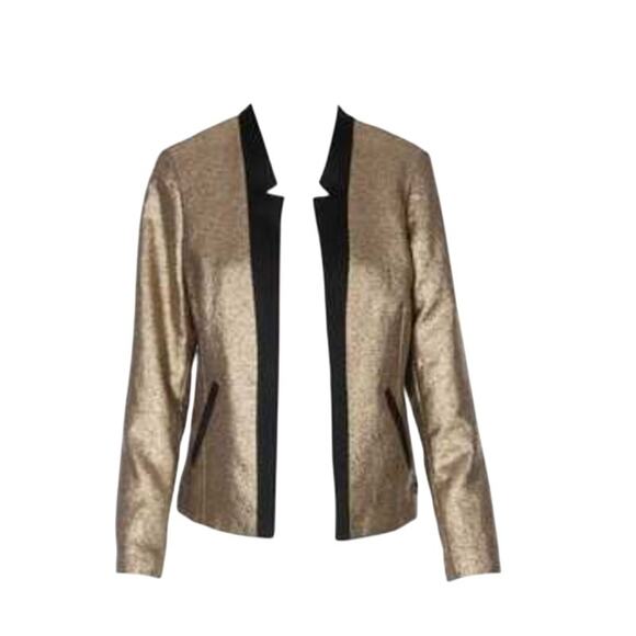 Maison Scotch Gold Metallic Tuxedo Blazer Size 1 - Picture 2 of 8